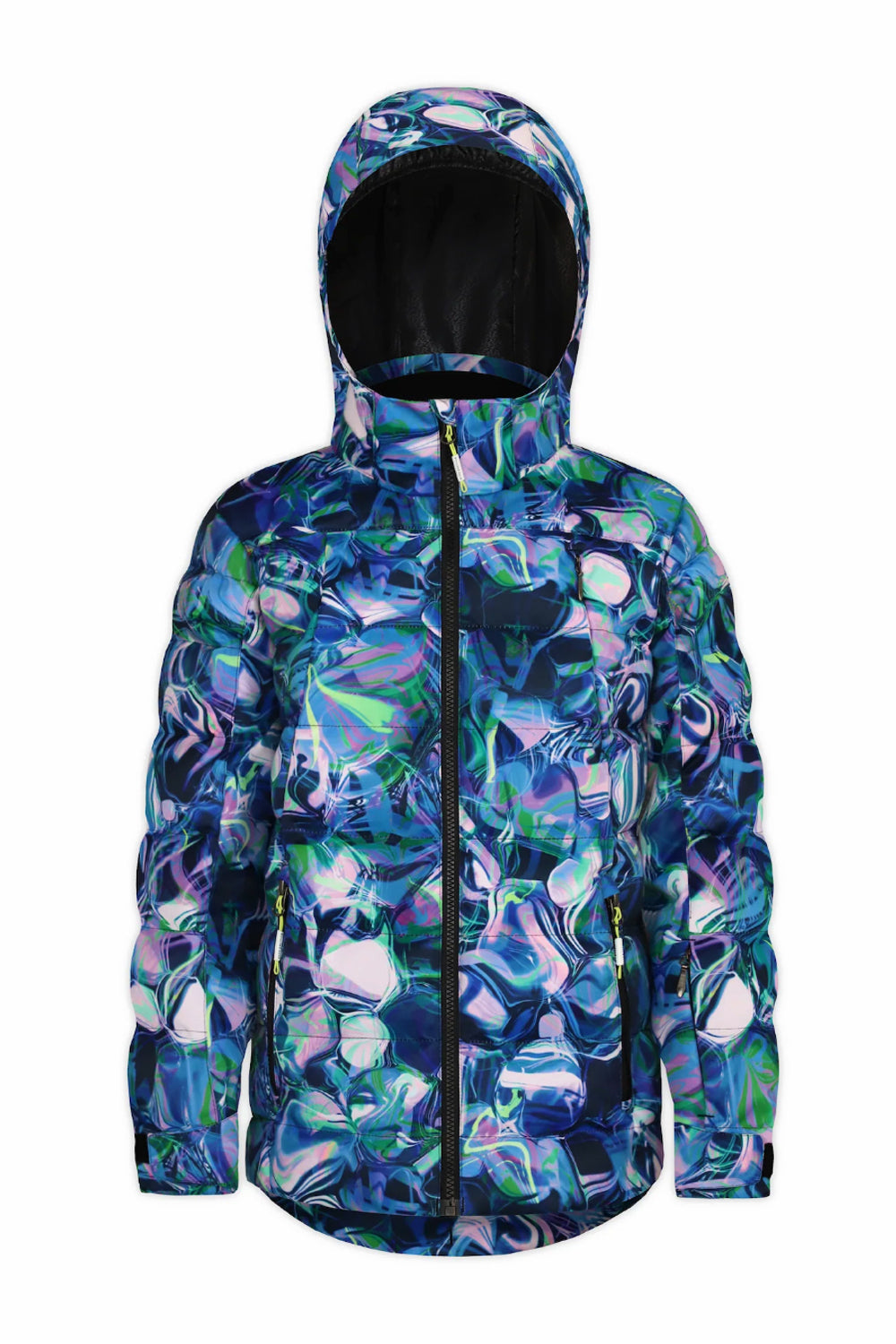 girls' Boulder Gear Renee puffy ski jacket, multicolor swirl pattern