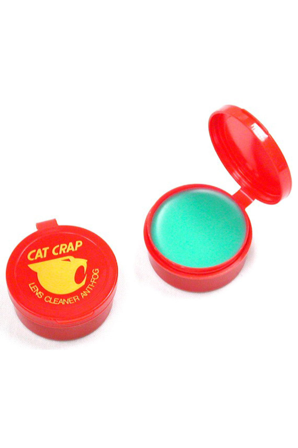 Red container with a green substance labeled 'Cat Crap' on a white background
