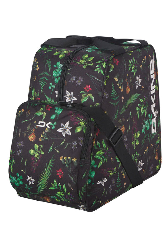Floral-patterned backpack with a visible brand logo on a white background