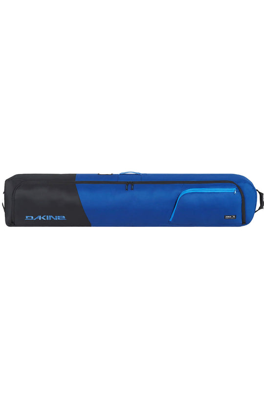 Blue and black ski bag with Dakine branding on a white background