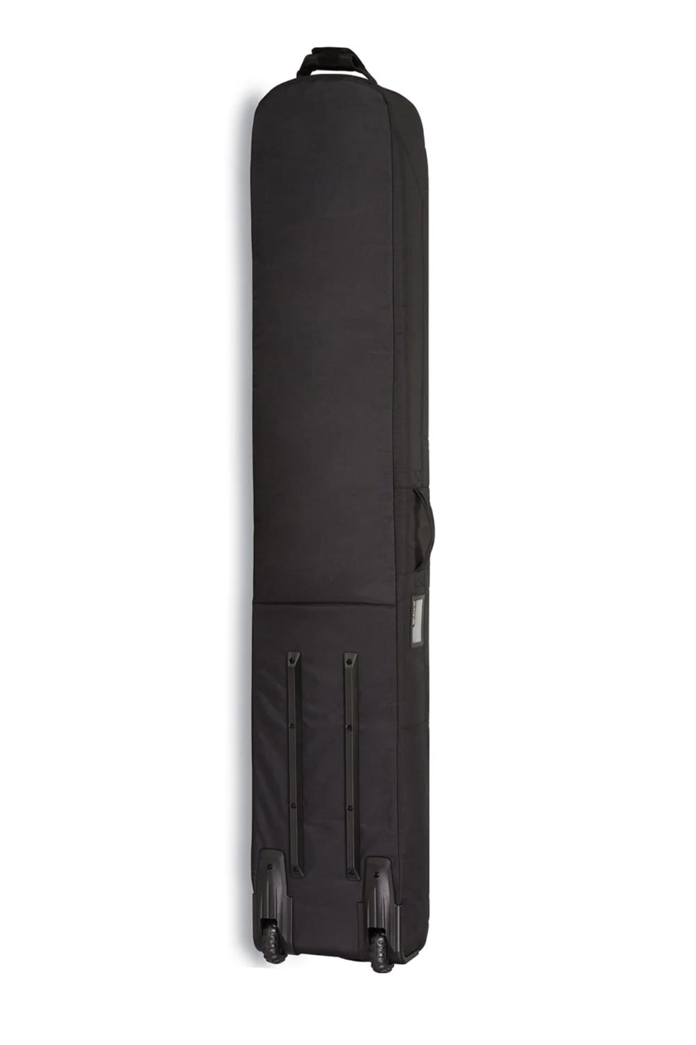 Black rolling suitcase on a white background