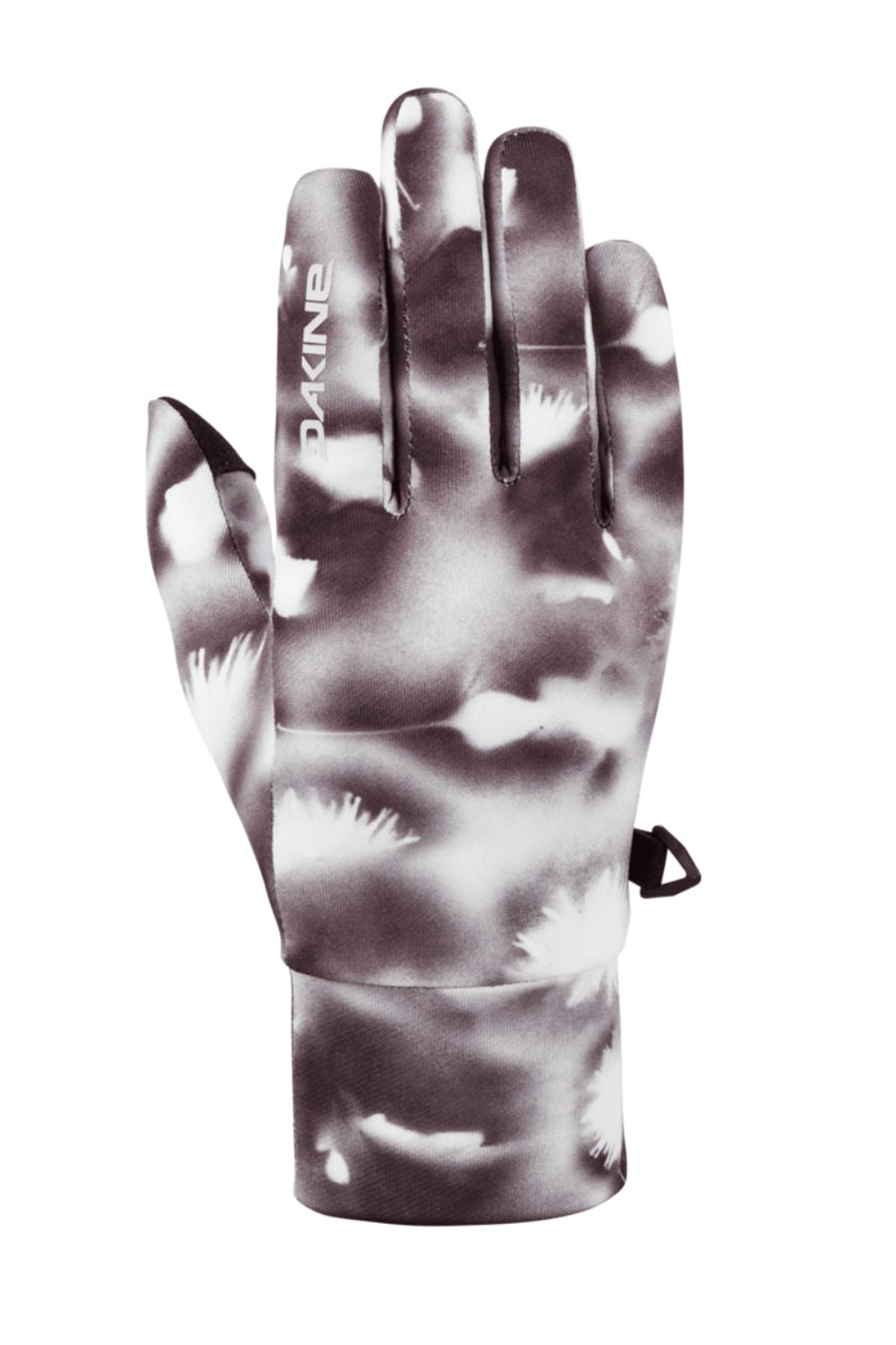 women's Dakine Rambler liner glove, black and white dandelion pattern