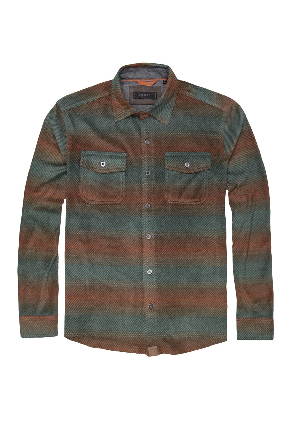 men's Dakota Grizzy Bowie Flannel, brown and green striped pattern