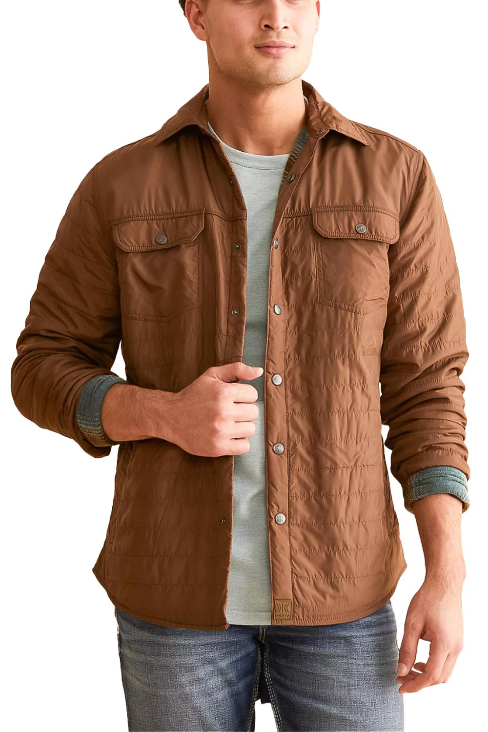 men's Dakota Grizzly Chet shirt jacket, brown with flannel interior