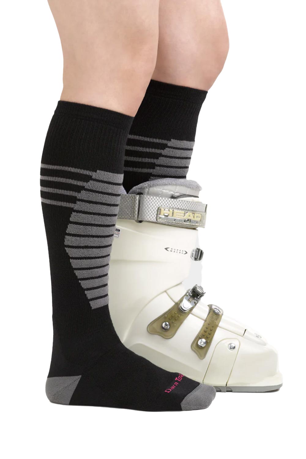 women's Darn Tough ski socks, black and gray