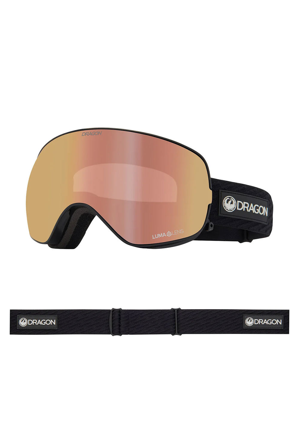 Dragon ski goggles with a reflective lens on a white background