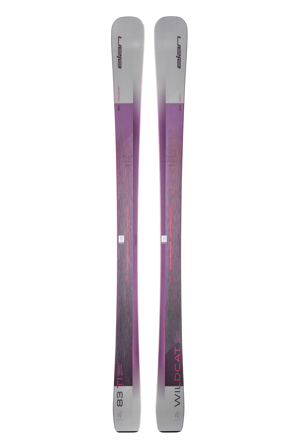 women's Elan Wildcat 83 Ti Skis, purple and white