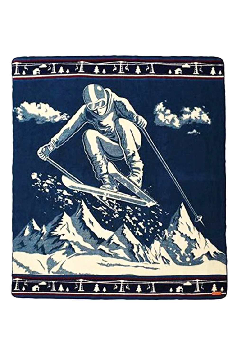 Alpaca wool blanket - ski jump graphic