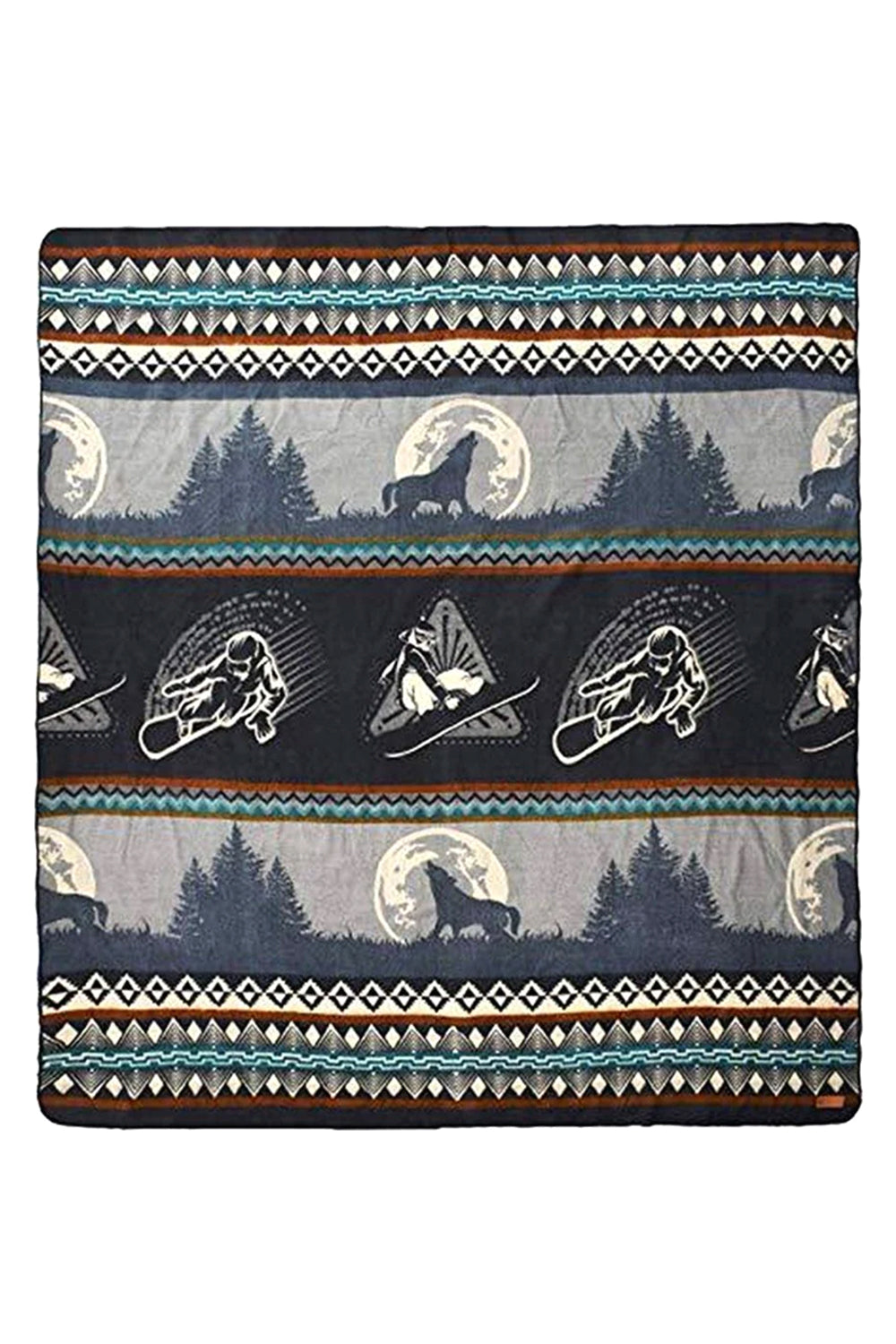 Alpaca wool blanket - wolf and snowboarder graphic