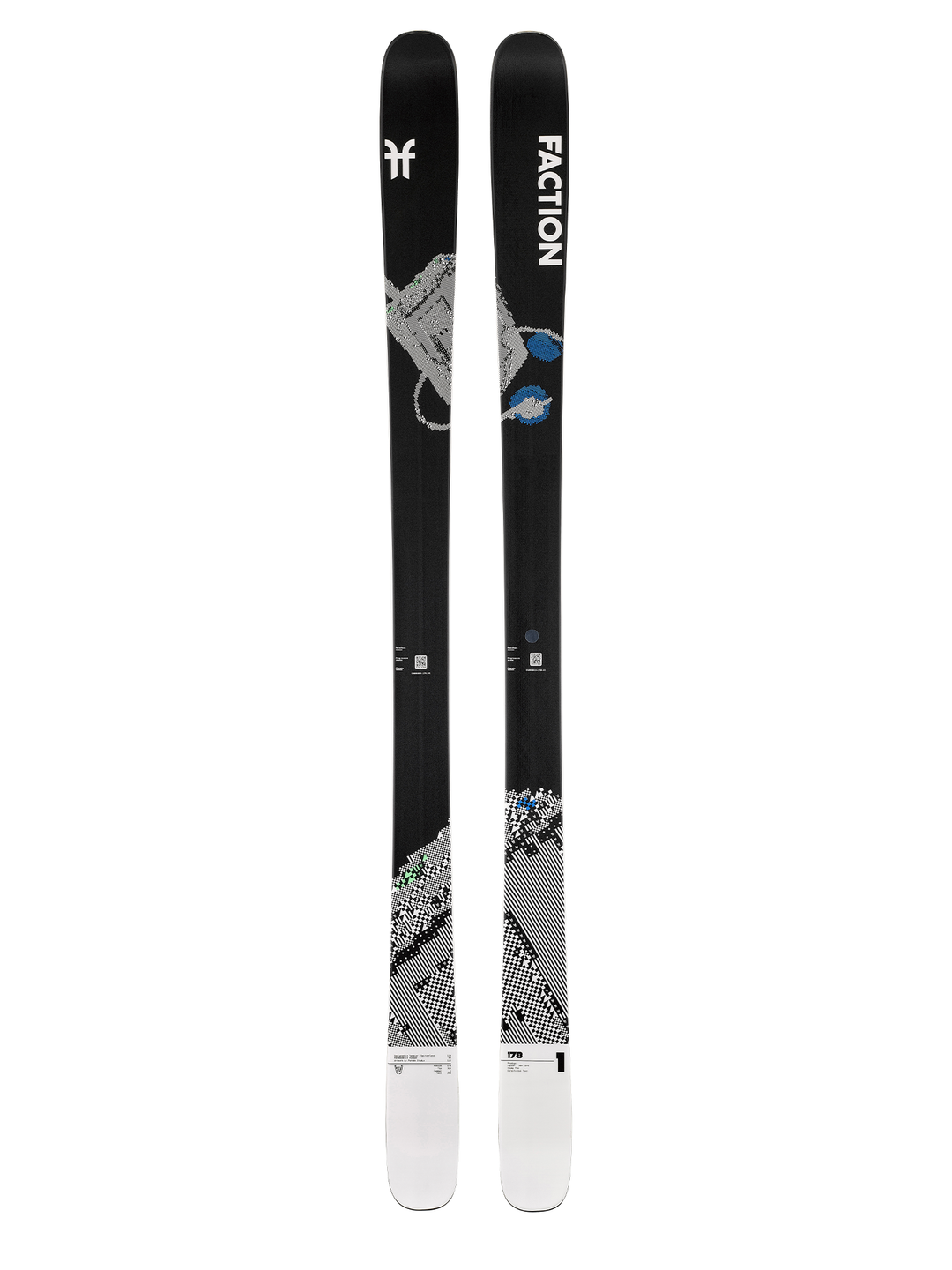 men's Faction Prodigy 1 skis, black with walkman design