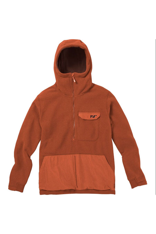 Orange hoodie with a pocket on a white background