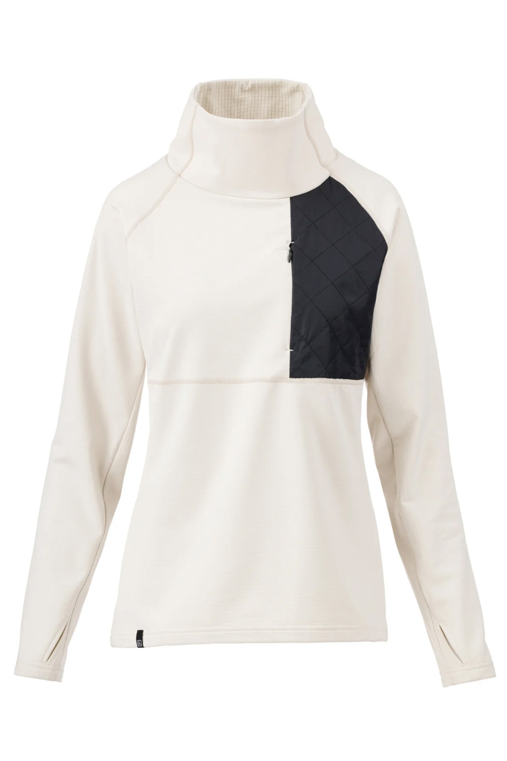 women's Flylow Sondra Fleece midlayer shirt, white with black accents