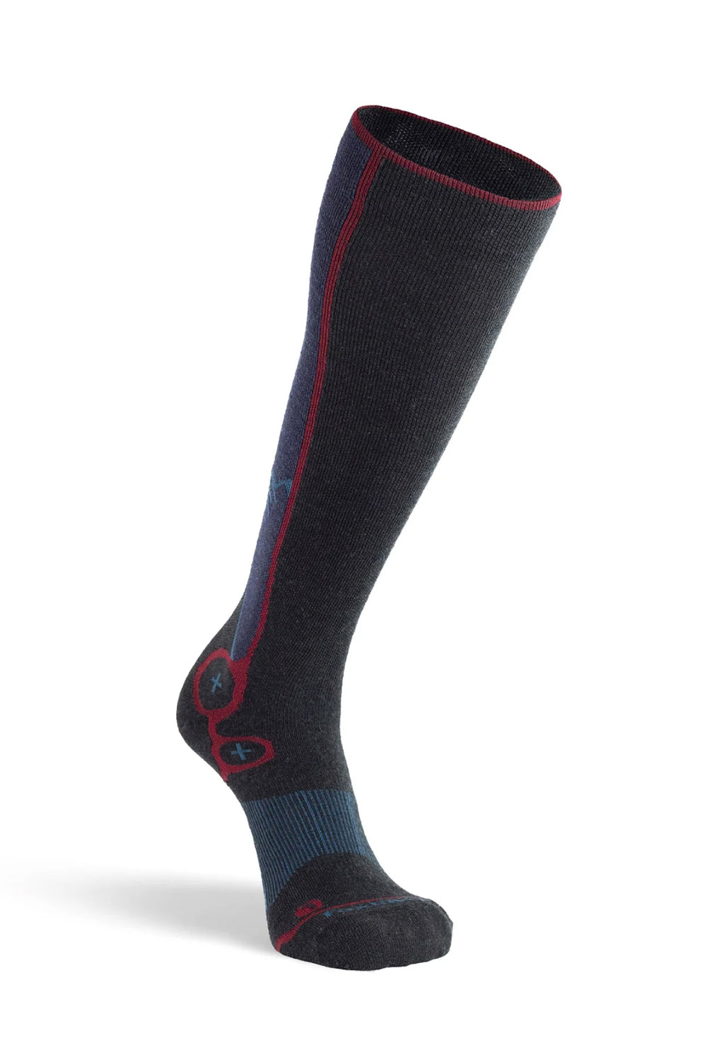 Unisex Fox River Mills Breckenridge ski/snowboard socks,   black with blue and red accents