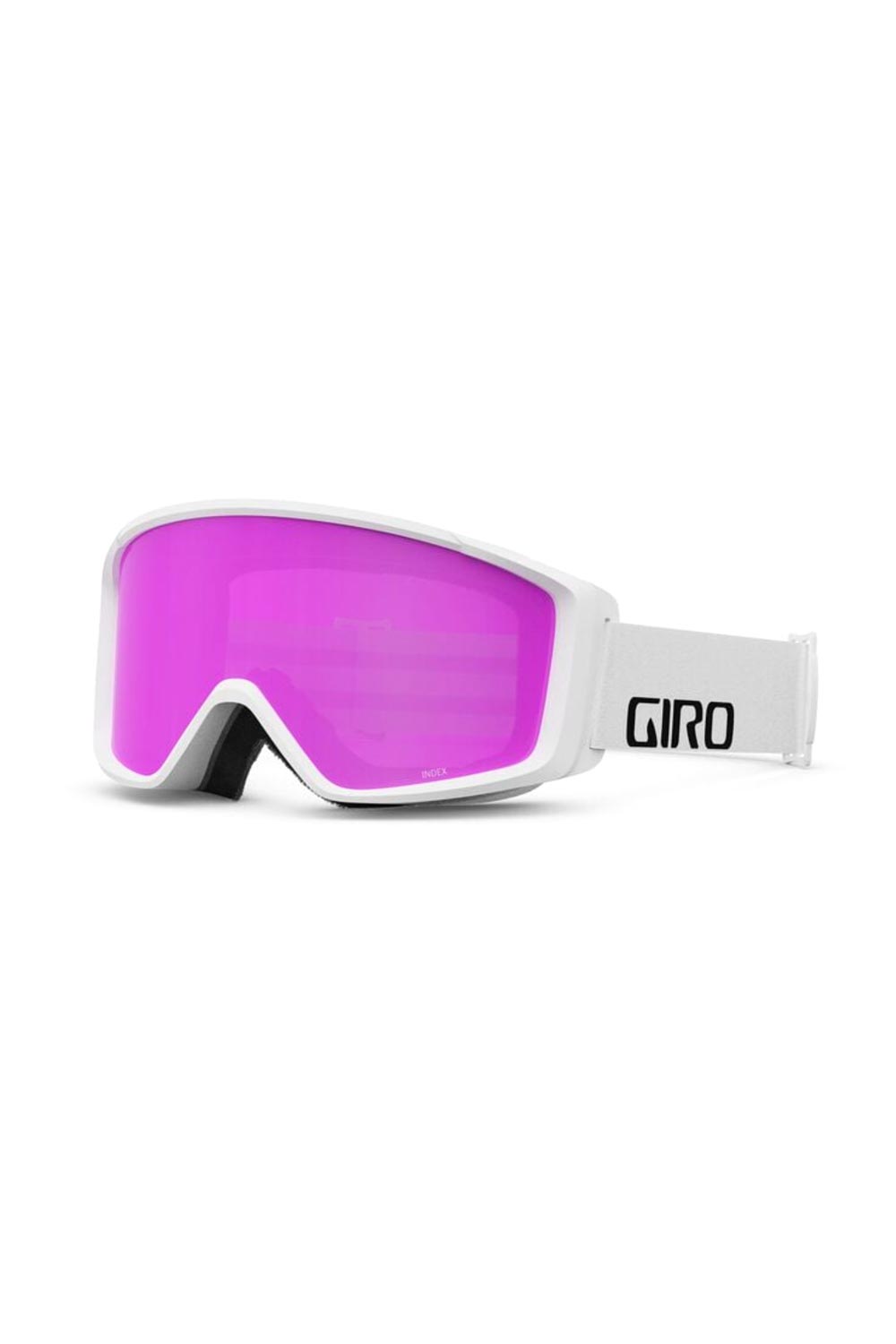 Giro Index ski/snowboard goggles, white frame & strap, pink lens