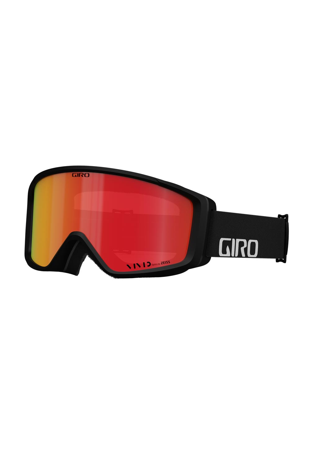 Giro Index ski/snowboard goggles, black frame & strap, red lens