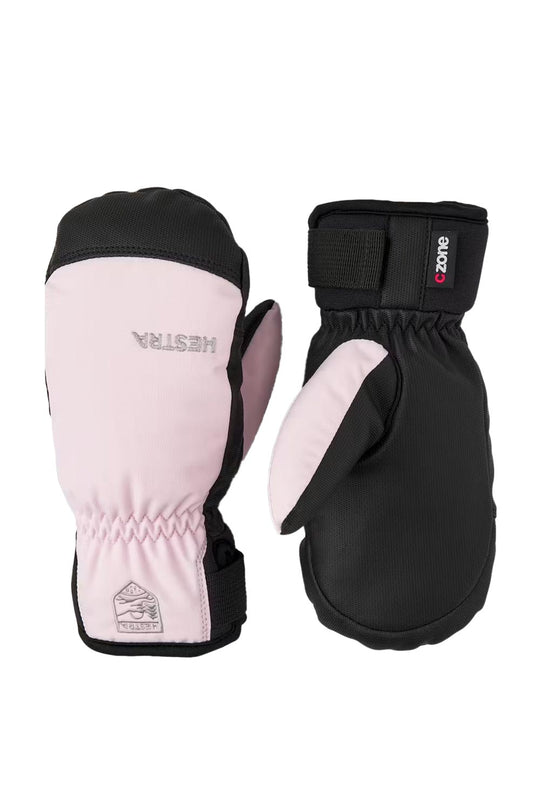 kids Hestra Ferox ski mitten, pink and black