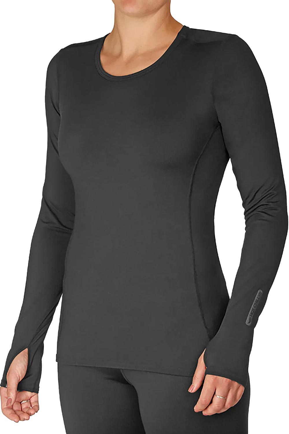 women's base layer long sleeve top, black