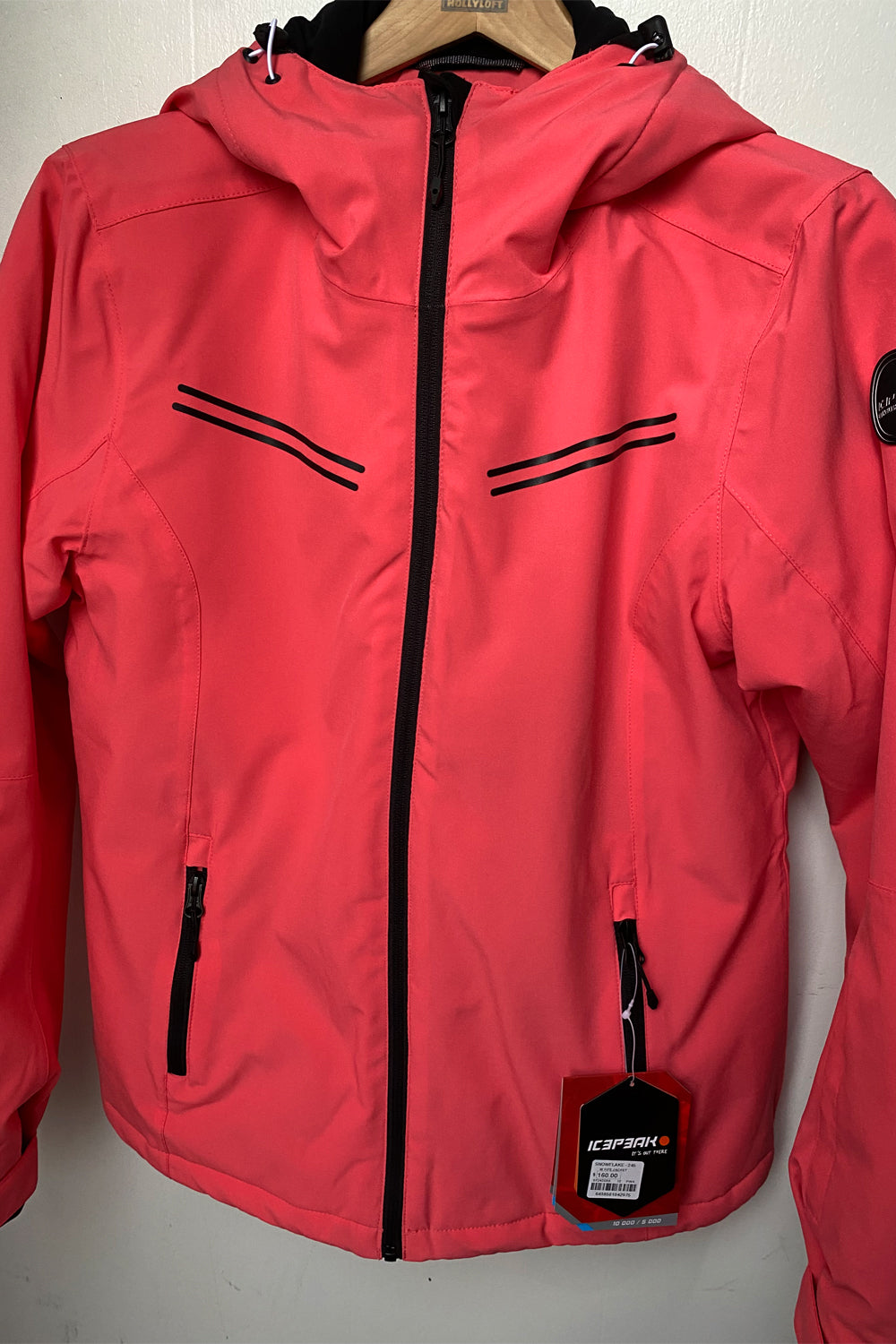 women's Icepeak Fife ski/snowboard jacket, dark pink with black accents