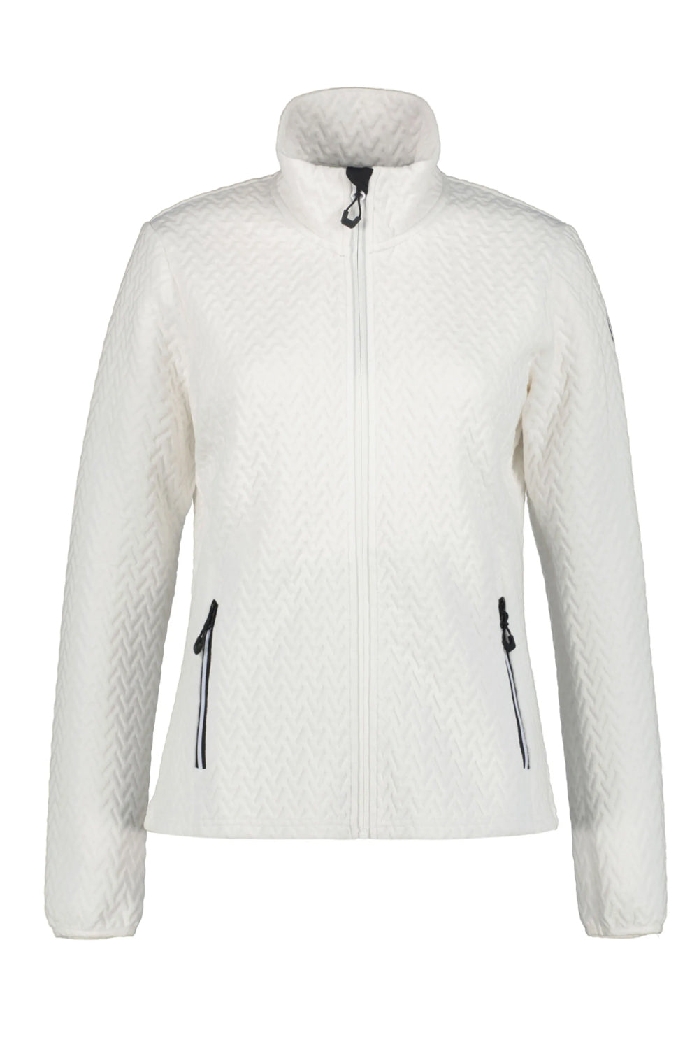 women's Icepeak Fresnes full zip fleece midlayer, white herringbone pattern