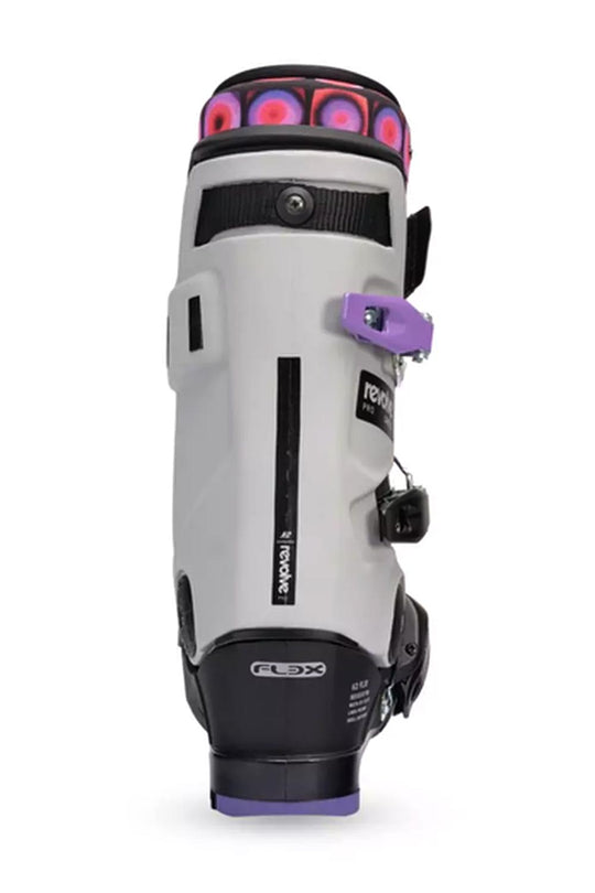 K2 Revolve Pro skis boots, black & gray with pink and purple accents