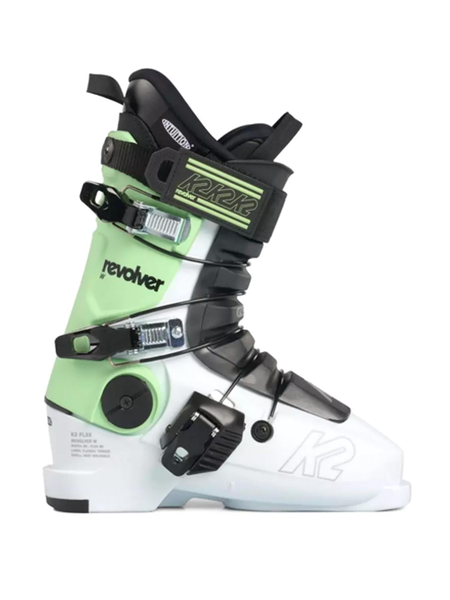 women's K2 Revolver ski boot, white, black and mint green