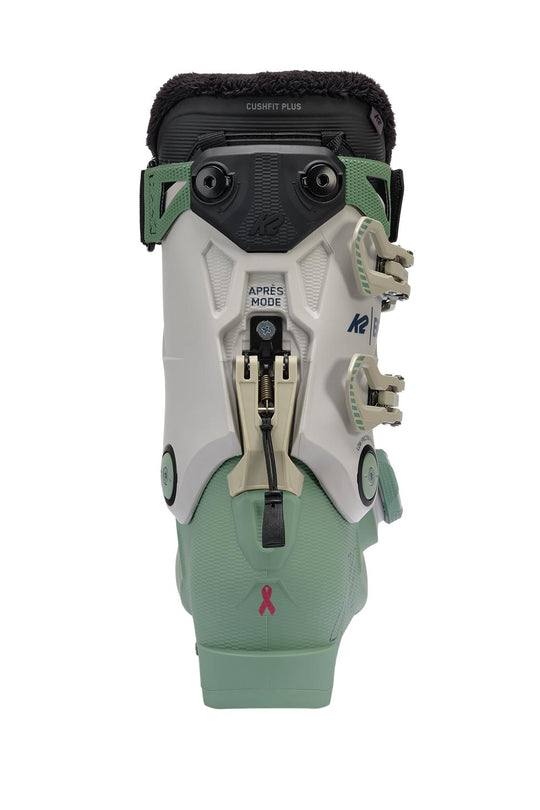 women's K2 BFC 105 BOA ski boots, green and off white 