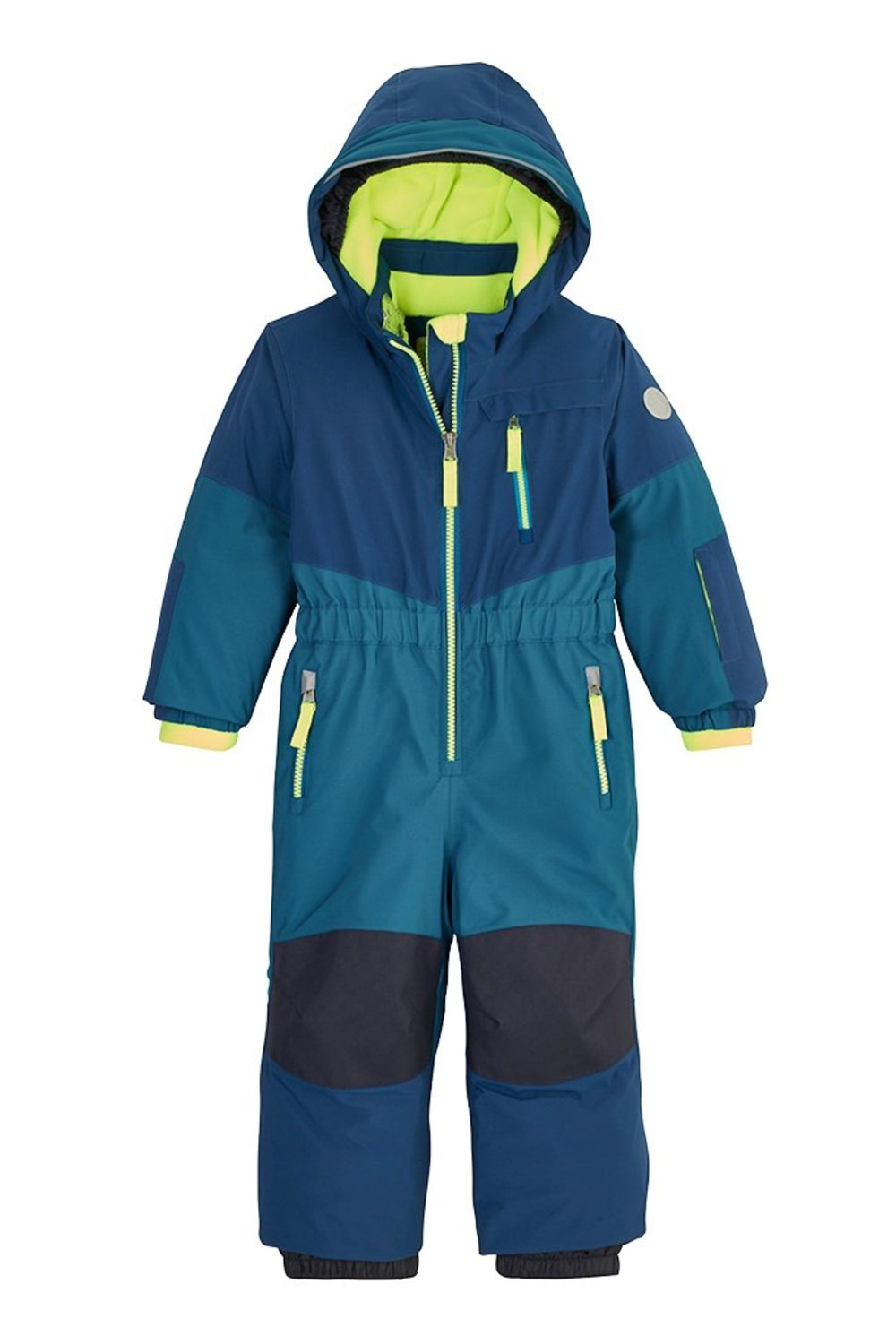 boys' Killtec one piece snowsuit, two toned blue and black colorblock