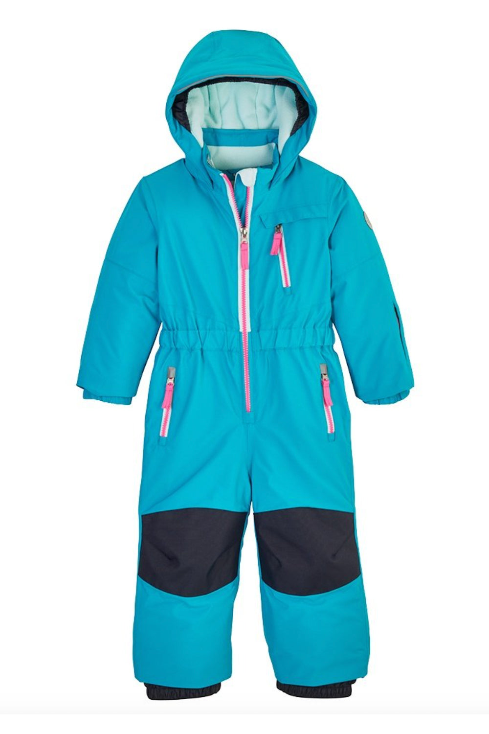 girls' Killtec one piece snowsuit, teal with pink accents