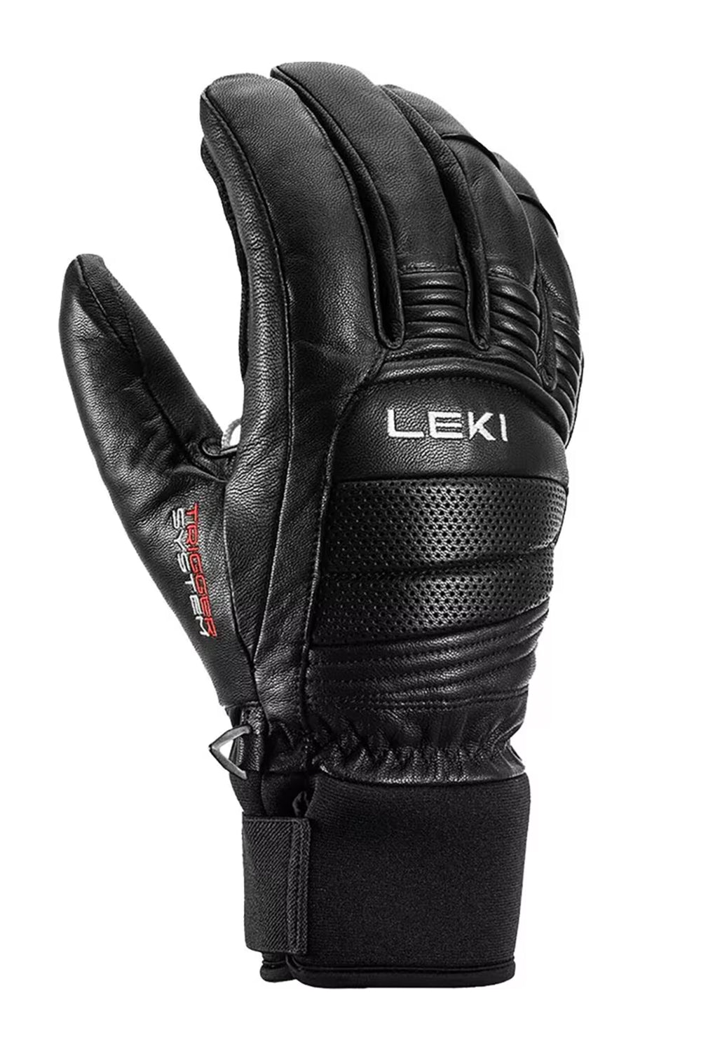 men's Leki Copper 3D Pro leather ski gloves, black