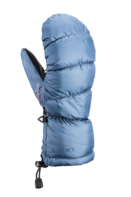 women's Leki Glace ski mitten, puffy down blue