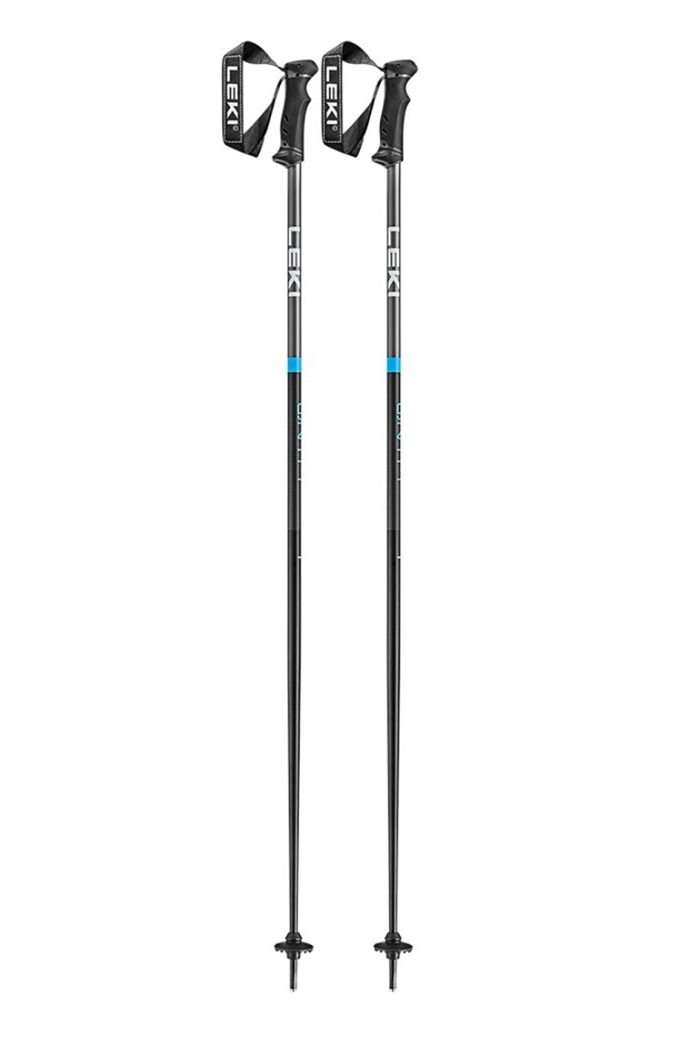 Leki QNTM ski poles, black with blue accents
