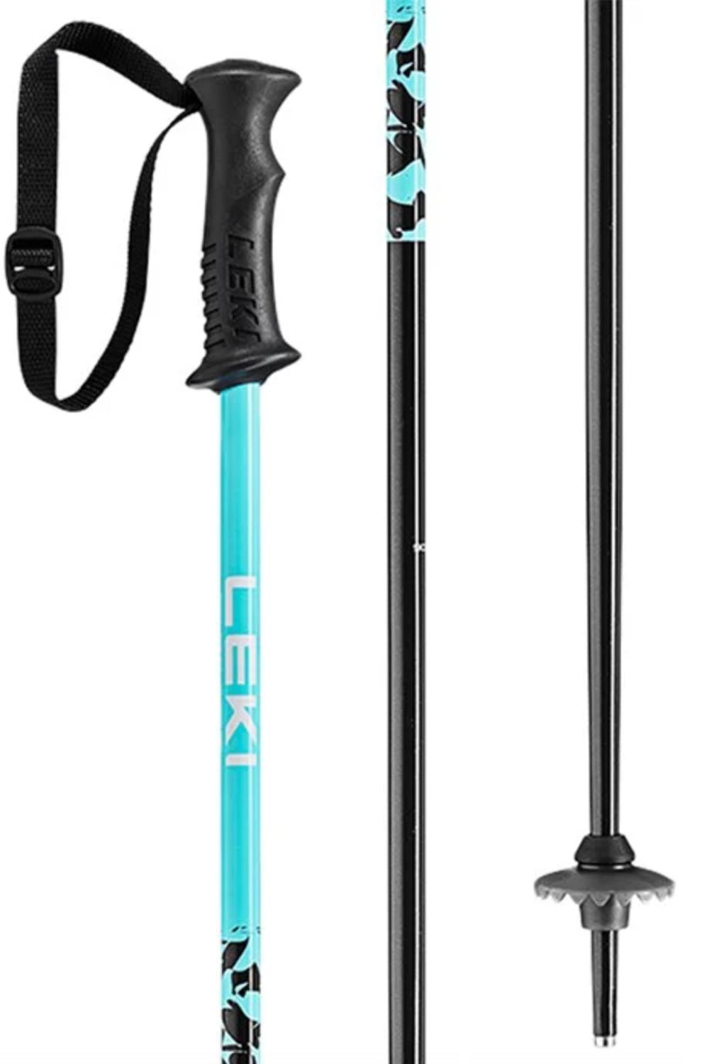 Kids' Leki Rider ski poles, black and turquoise