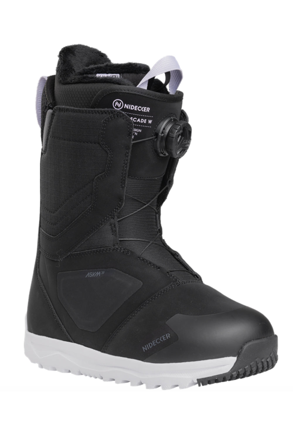 women's Nidecker Cascade snowboard boot, black with white accents