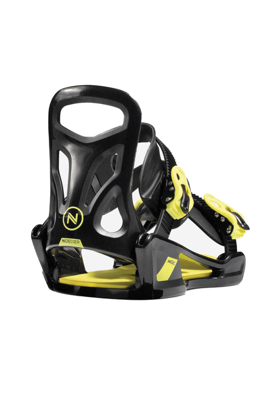 youth snowboard binding, black and yellow