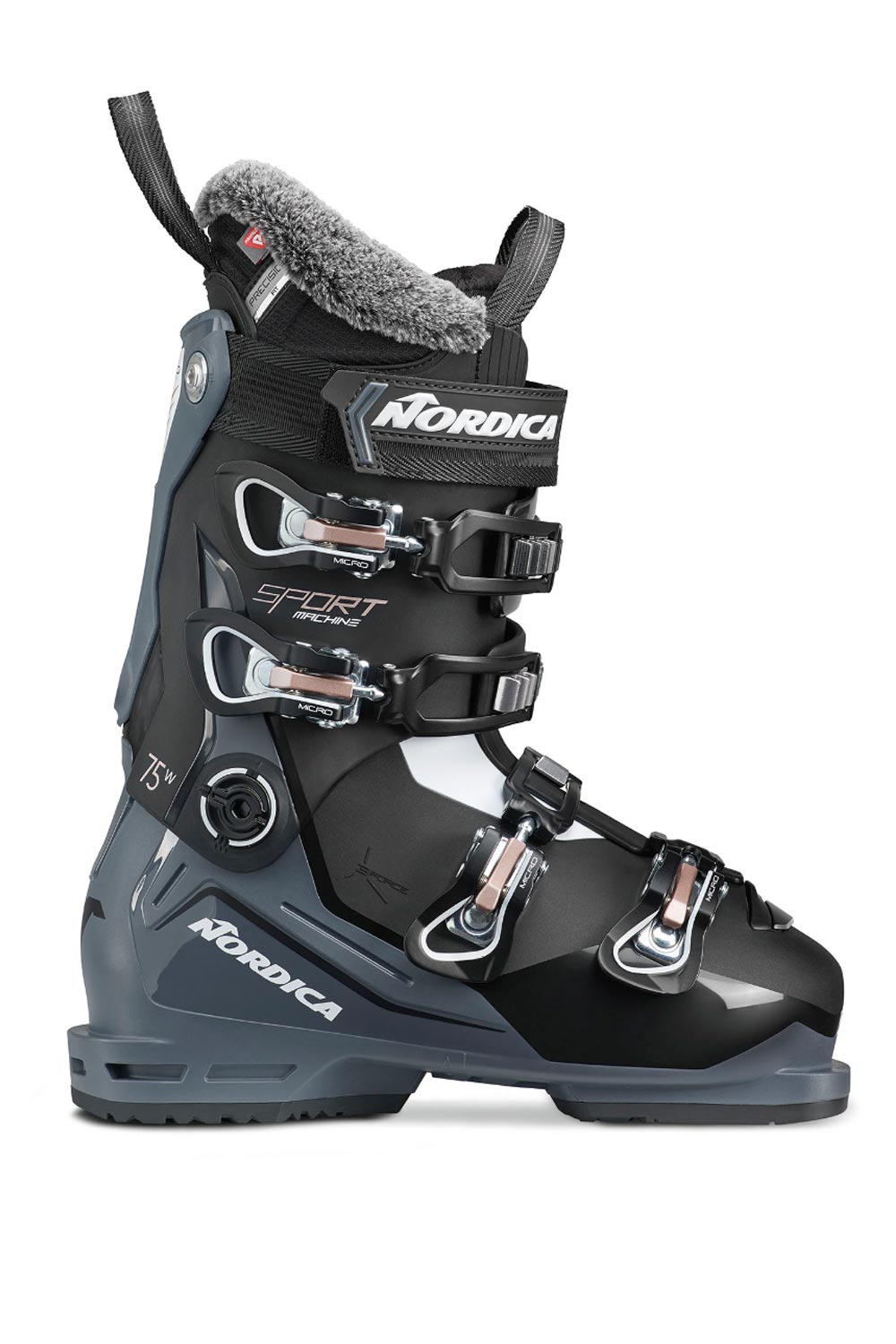 women's Nordica Sportmachine 3 75 ski boots, black and gray