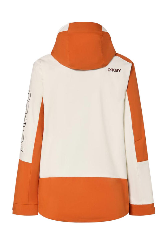 men's Oakley TNP snowboard jacket, orange and off white