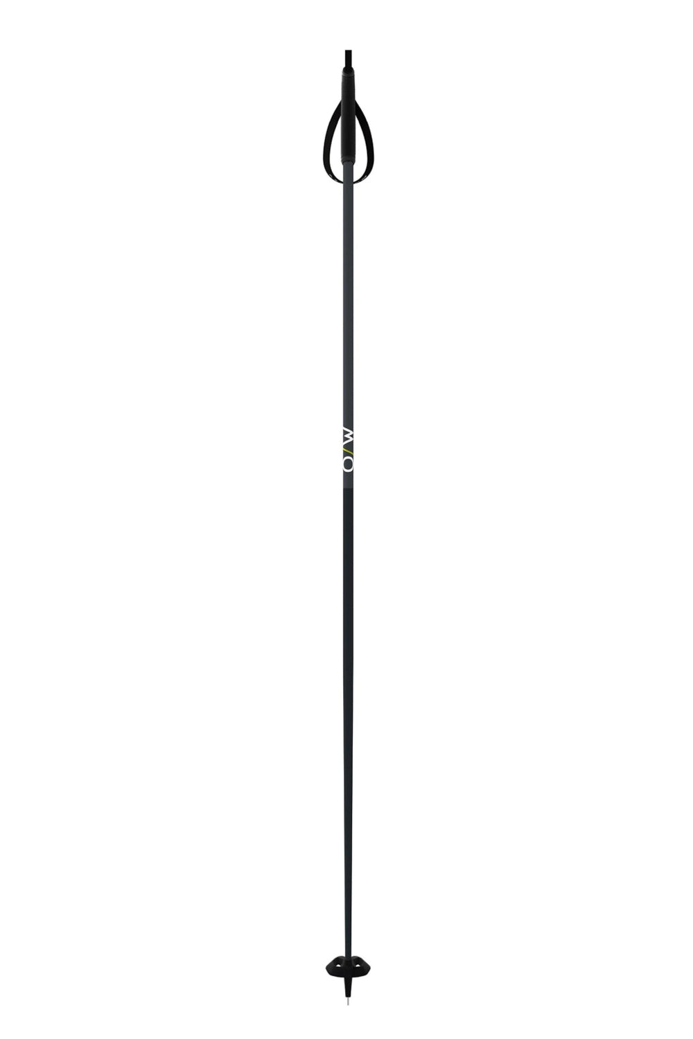 Black ski pole on a white background