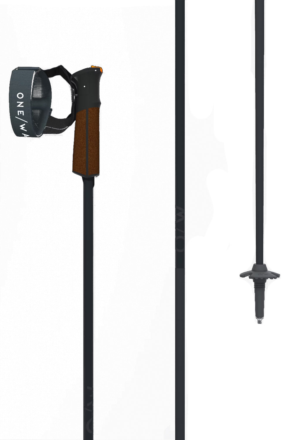 One Way Carbon ski poles. black and gray