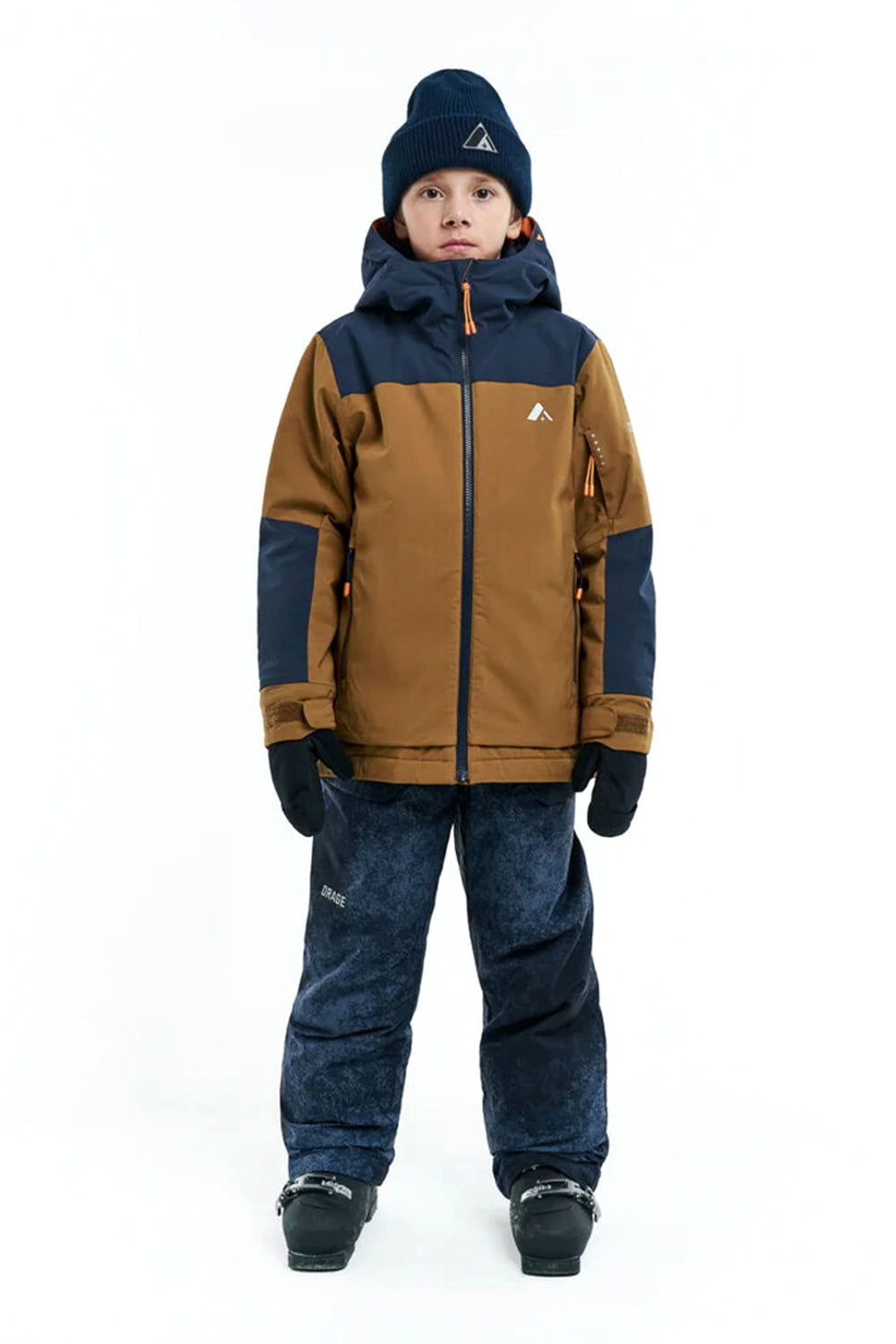 Boys' Orage Orford ski/snowboard jacket - amber brown and blue