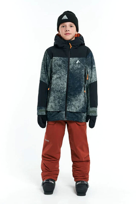 Boys' Orage Orford ski/snowboard jacket - dark leaf pattern