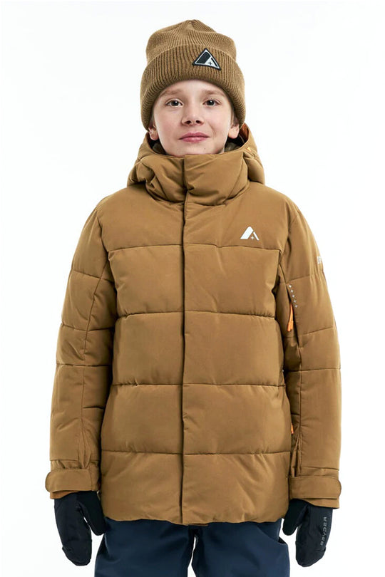 Boys' Orage Redford puffy ski coat - blue - light brown