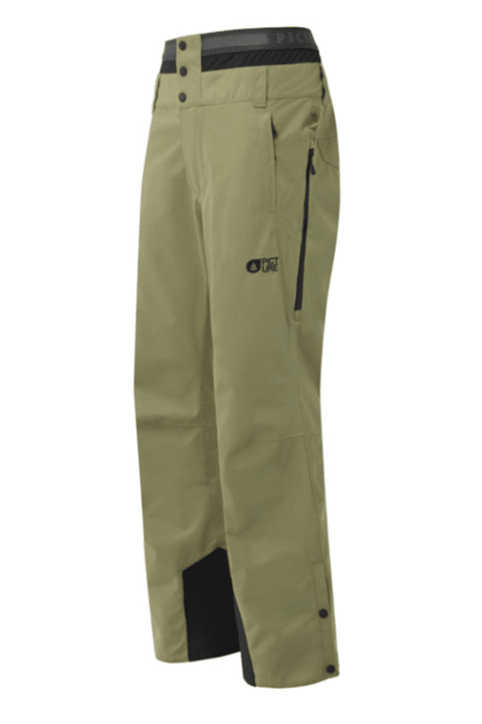 Khaki pants with black accents on a white background