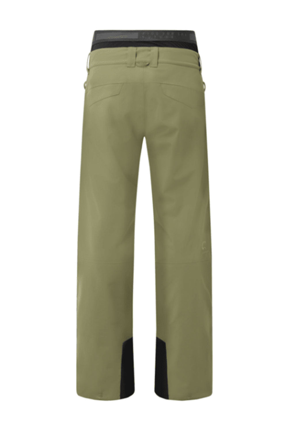 Khaki pants with black accents on a white background