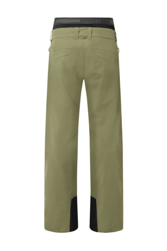 Khaki pants with black accents on a white background