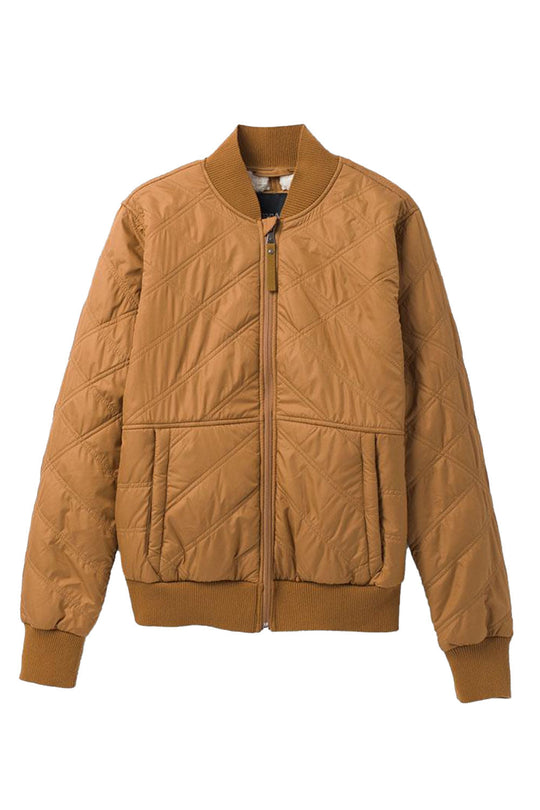 Brown quilted jacket on a white background