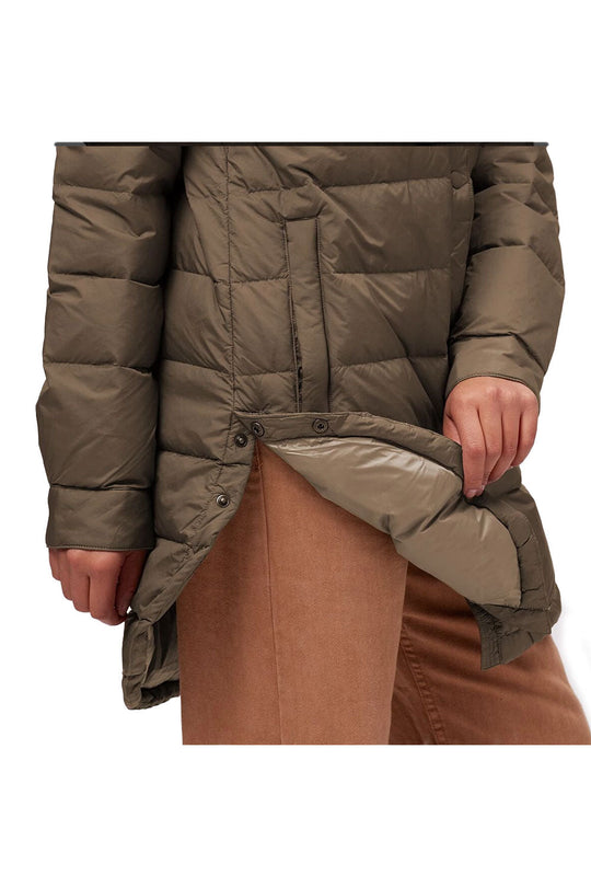 Brown puffer jacket with a white background