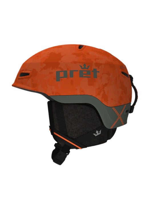 orange camo Pret Epic X ski helmet
