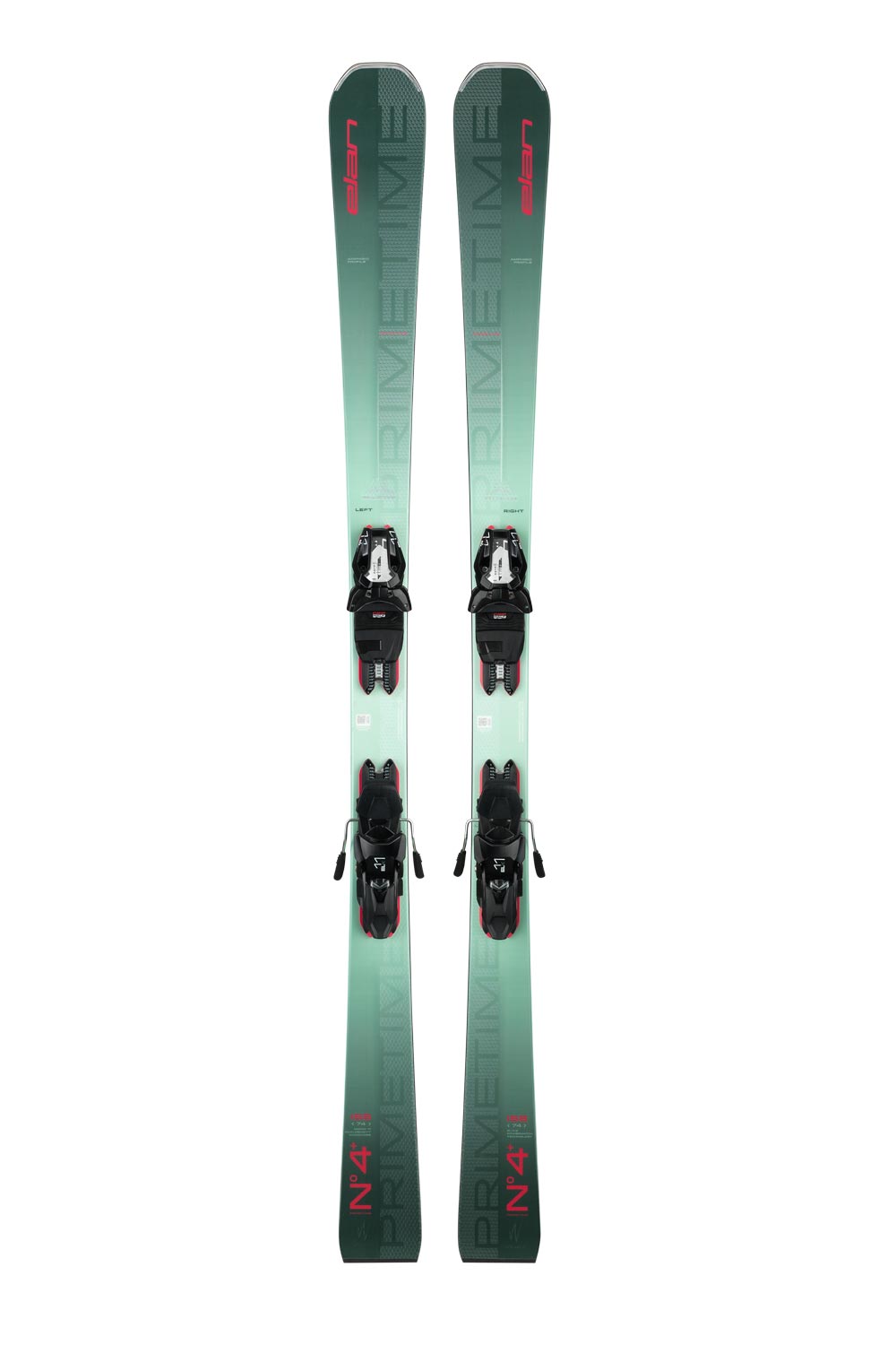 women's Elan Primetime skis, green with black bindings