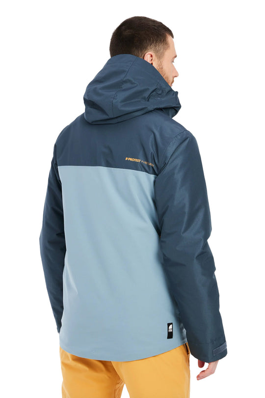 men's Protest Amount ski/snowboard jacket - dark blue, light blue and yellow colorblock