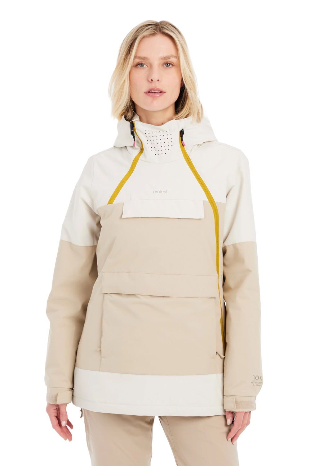 women's Protest Ditsy anorak ski/snowboard jacket,  off white and beige